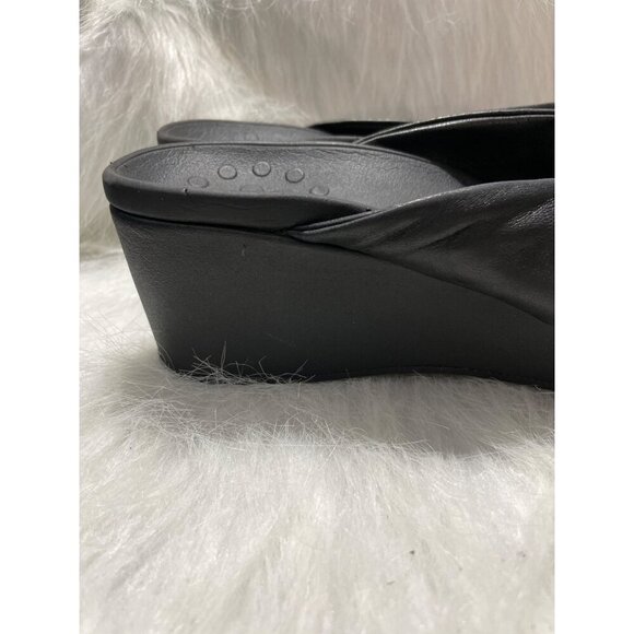 Womens Black Wedge Sandals With Knot Detail Size 10 - Picture 3 of 8